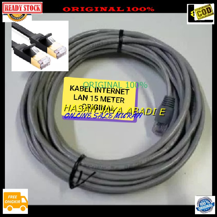 G299 Kabel lan rj45 15 meter UTP Scable konektor wifi internet PLUG boot komputer jaringan computer switch router modem original G299   Siap langsung pakai 15 meter  Kabel LAN dengan Kepala Konektor + PLUG BOOT yang sudah terpasang, Praktis dan T