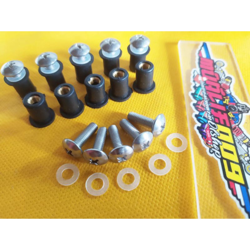 mur karet ring nylon plastik baut stainless Windshield visor bodi body ninja rr r ninja rr old/zx