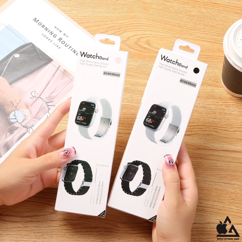 Premium Strap Apple Watch Band Model Rantai Link Bracelet 49MM 45mm 41mm 44mm 40mm 42mm 38mm Series 1 2 3 4 5 6 7 SE Tali Sport Band Strap iWatch Jam Tangan Model Rantai Stainless Steel Smart Watch Silicone Silikon Rubber Case