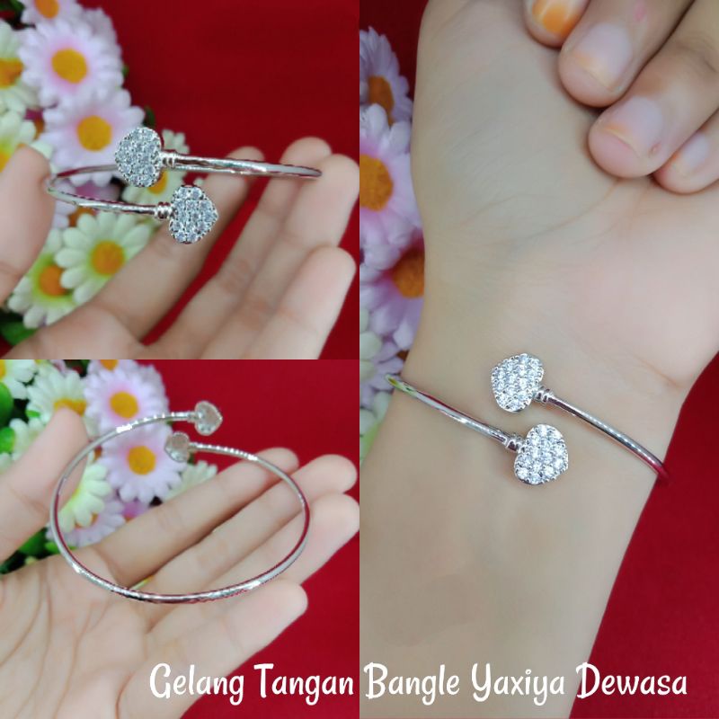 GELANG TANGAN SILVER DEWASA/GELANG BENGLE PERMATA DEWASA