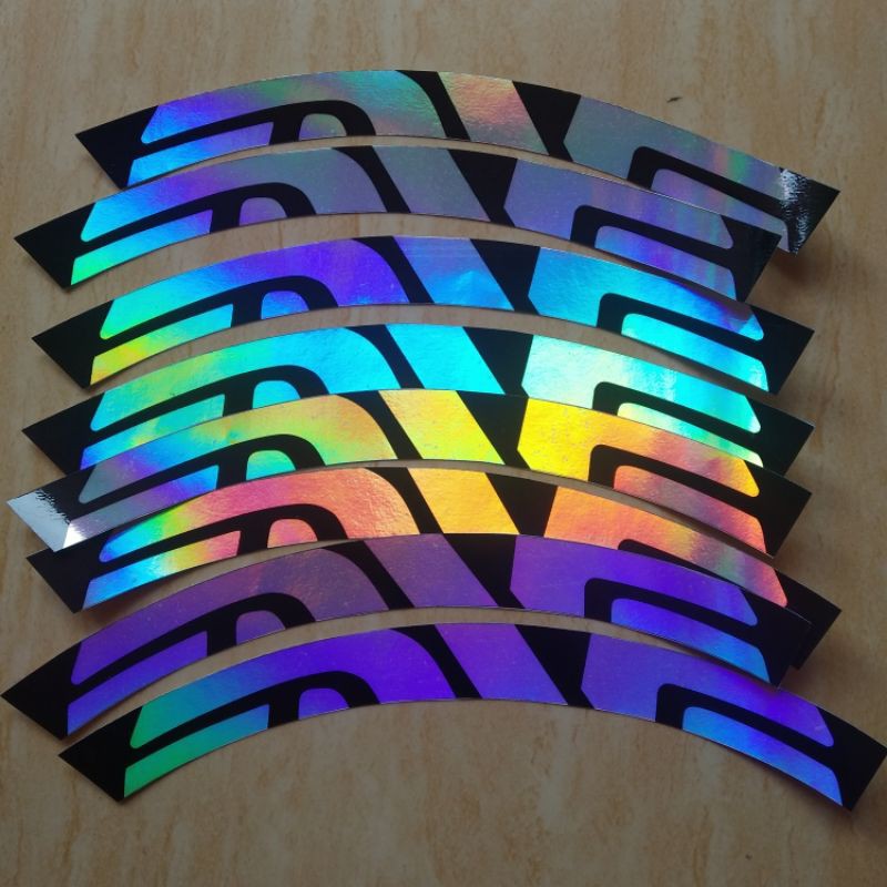 stiker decal velg rim sepeda lipat folding Seli Hologram ring 16/16 plus lebar 2 cm