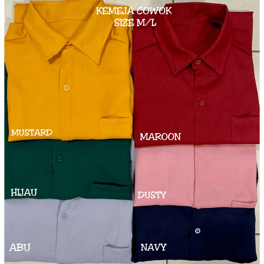 KEMEJA COWO/BAHAN KATUN MOSCREPE/LENGAN PANJANG/ADA SIZE M , L , XL , XXL