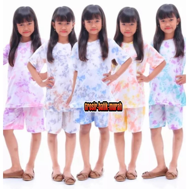 SETELAN ANAK TIE DYE PEREMPUAN/LAKI-LAKI UNTUK UMUR 2TH-10TH BAHAN KAOS