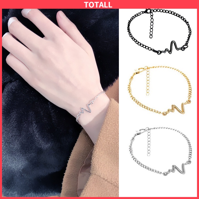 [✅READY STOCK] COD Gelang Rantai Adjustable Simple Model Elektrokardiogram Untuk Pria/Wanita/Pasangan  Penjualan Panas Mode