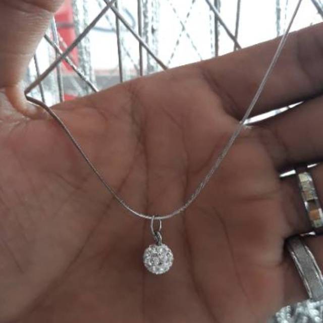 Kalung Besi Putih Asli Ternate + Liontin Bola