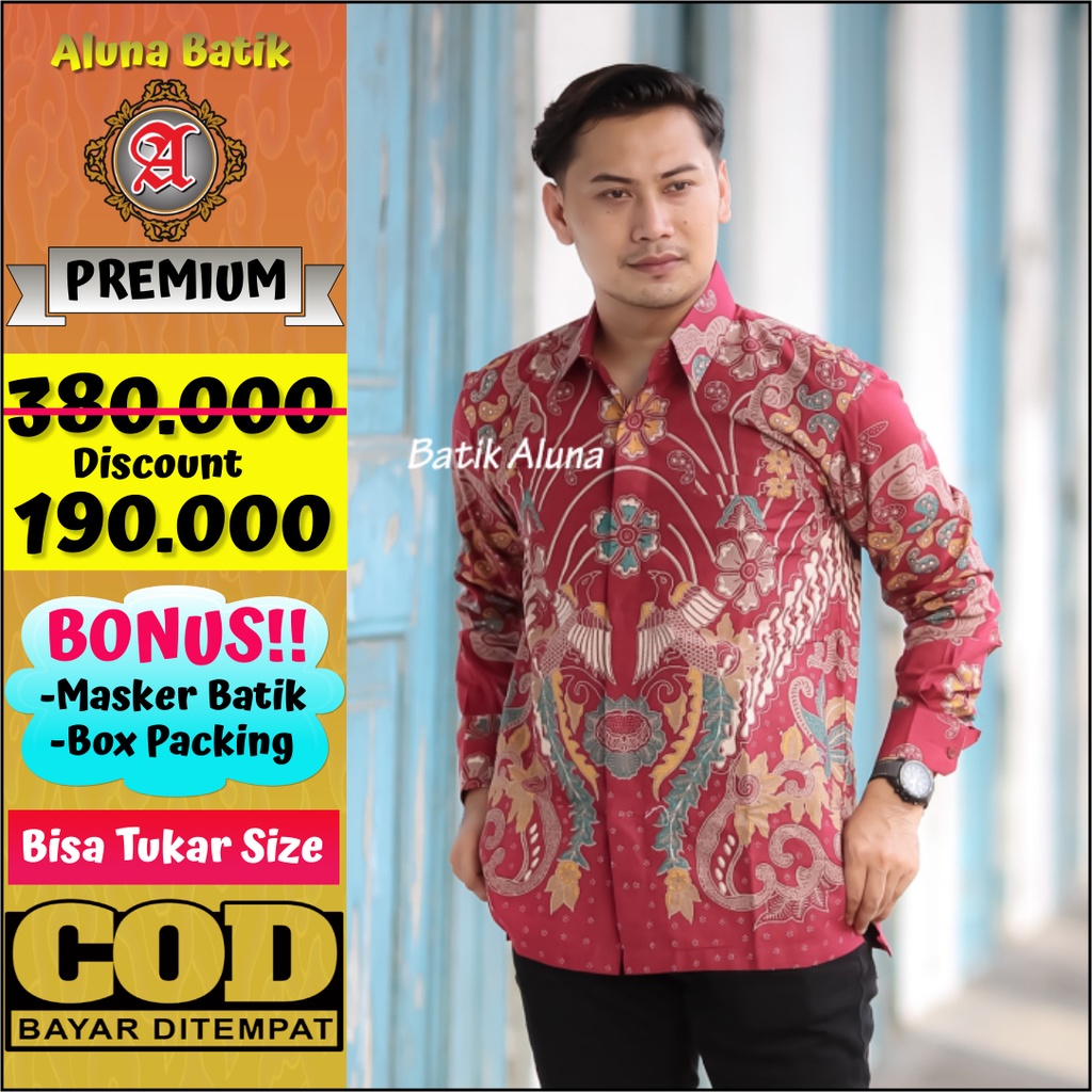 Kemeja Batik Pria Lengan Panjang Premium Furing  Solo Produsen Batik Aluna PCW 068