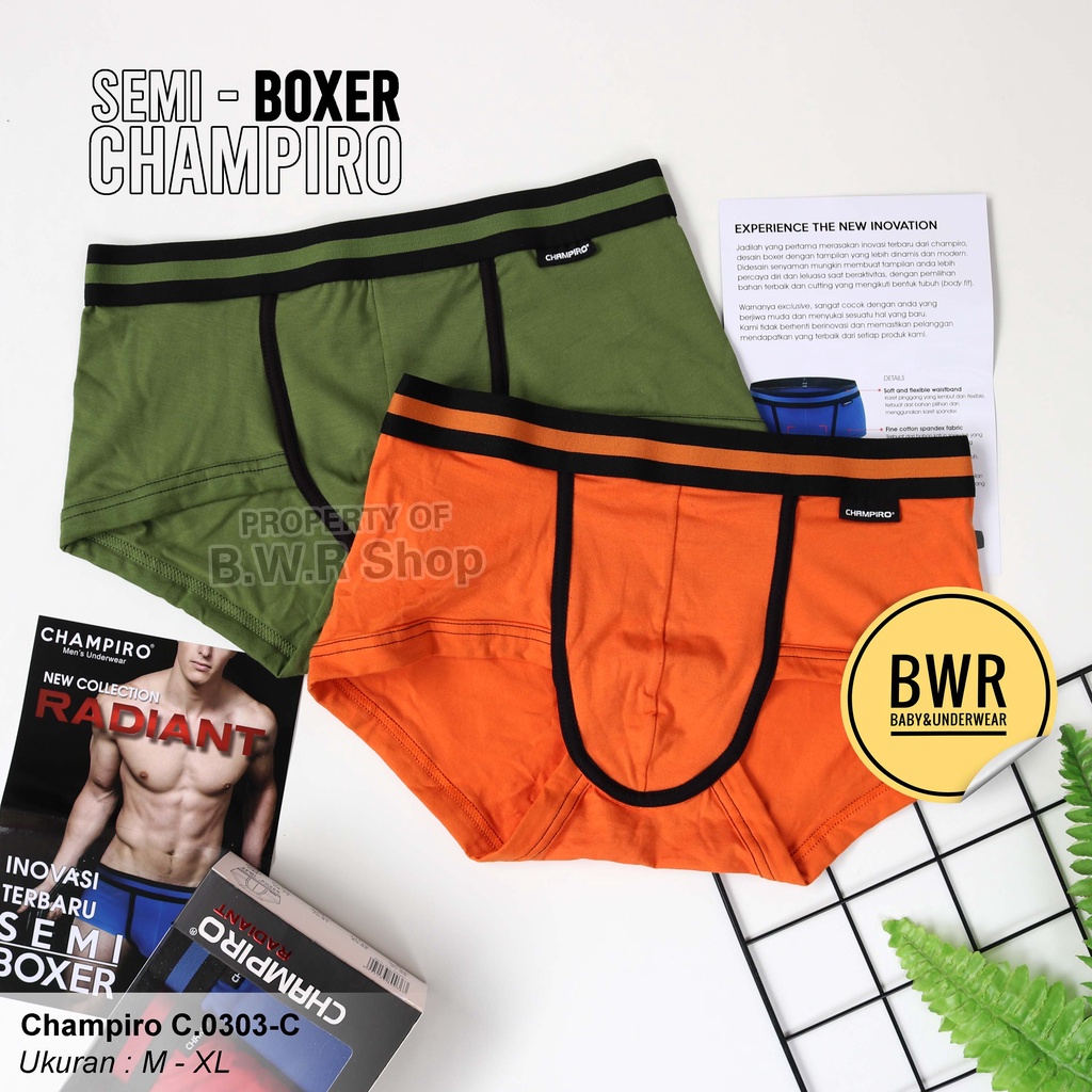 [ 3pc ] Semi Boxer Pria Champiro C.0303 | CD Boxer Champiro 0303 / Celana Dalam Pria Champiro Dewasa Semi Boxer Katun Tebal | Bwr