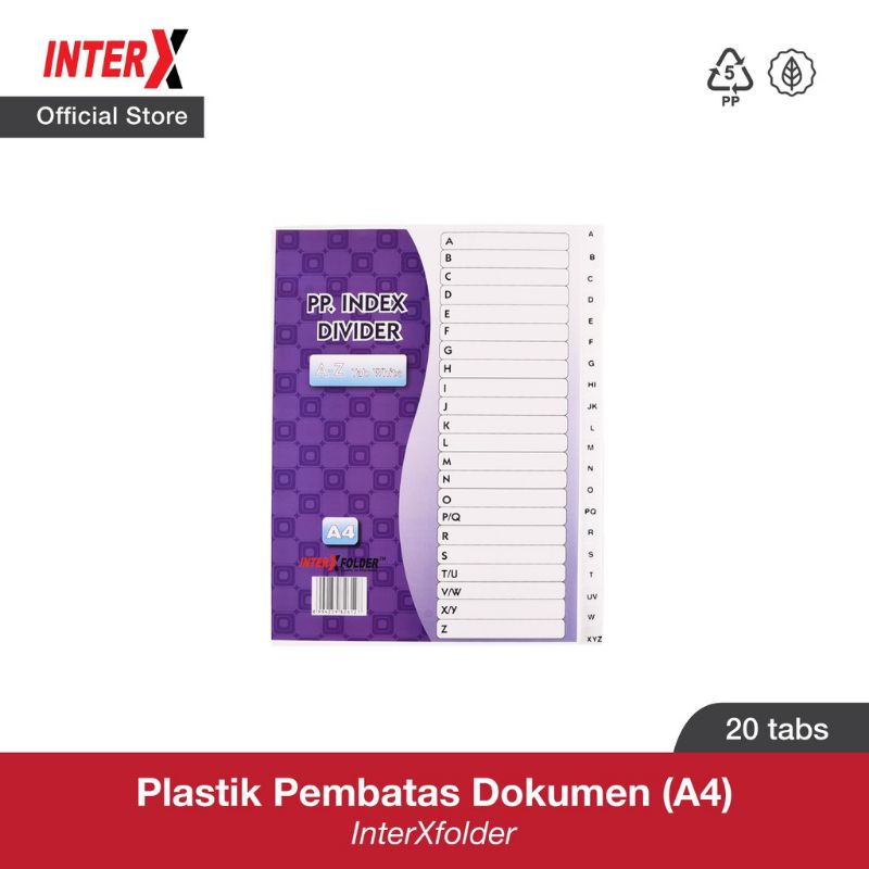 pembatas buku binder A4 divider abjad huruf A-Z