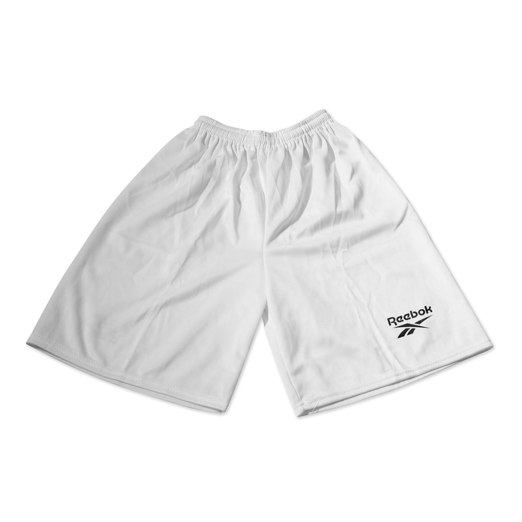 (1kg=7pcs) celana pendek polos pria/short pants men sport/celana olahraga santai polos hitam olahraga-PUTIH LOGO REEBOK