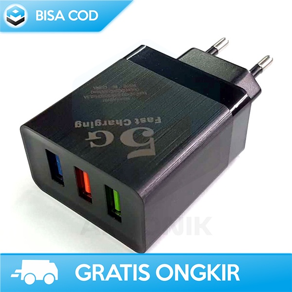 ADAPTER CHARGER USB 101 3 PORT 2.4A PENGISIAN CEPAT ADAPTOR POWER DC5V