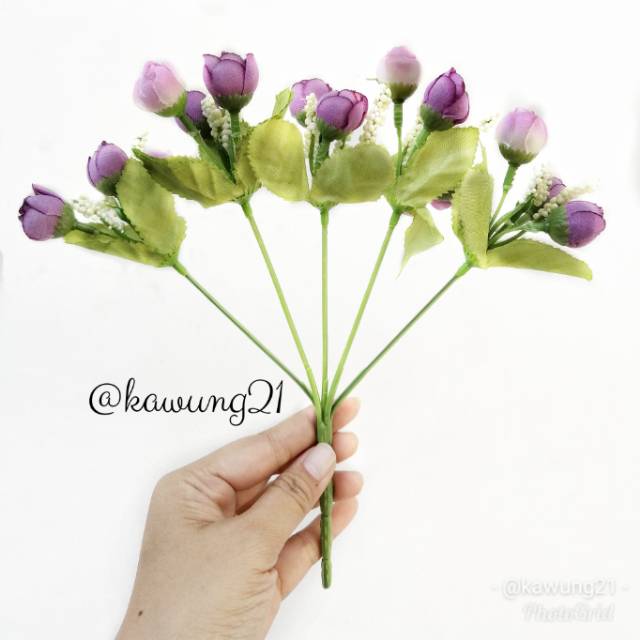 Bunga Buket Tangan Mawar Kuncup Kecil Artifisial Tulip Bouquet Rose Flower -AF09A