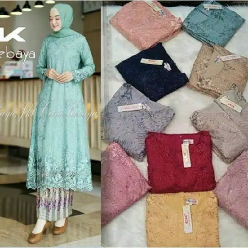 SET KEBAYA BROKAT TULLE ABINAYA CK6/KEBAYA TUNIK MUSLIM/KEBAYA MODERN/KEBAYA HIJAB