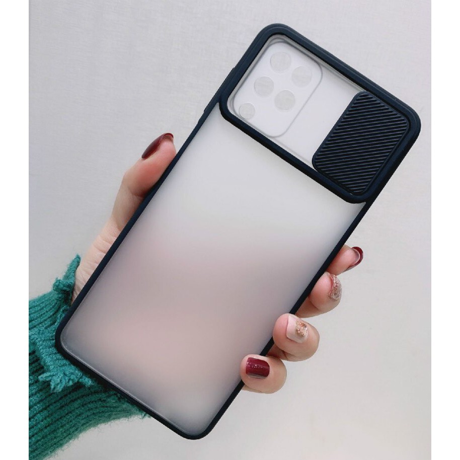 Samsung A22 A32 A52 A71 A72 4G 5G A12 A50 A11 M11 M12 A20S A21S A30S A50S Case Slide Camera Protector Sliding Cover Pelindung Kamera Siliding Geser Bumper Camshield Soft Softcase Hardcase Casing Dove Matte-(SLD CMR) HITAM