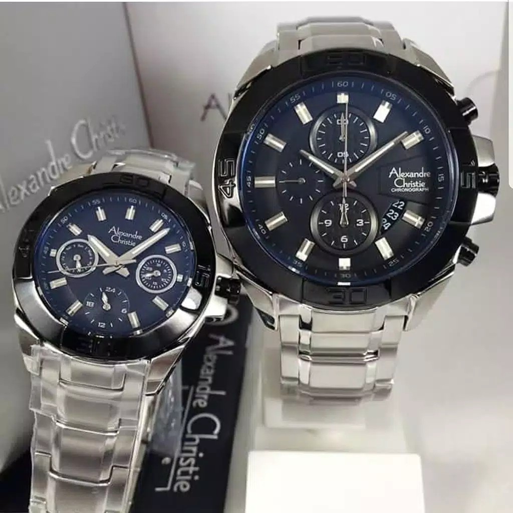AC alexandre Christie  AC 6224 original couple  stainless steel silver black