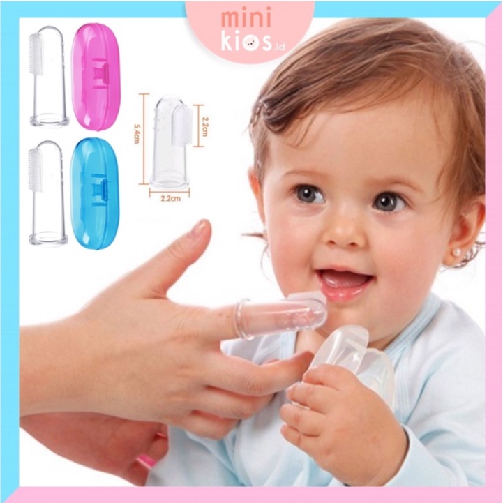 Sikat Gigi bayi Jari Silicon / Teether / Pembersih Gigi Bayi / Finger Tooth Brush - termasuk kotak