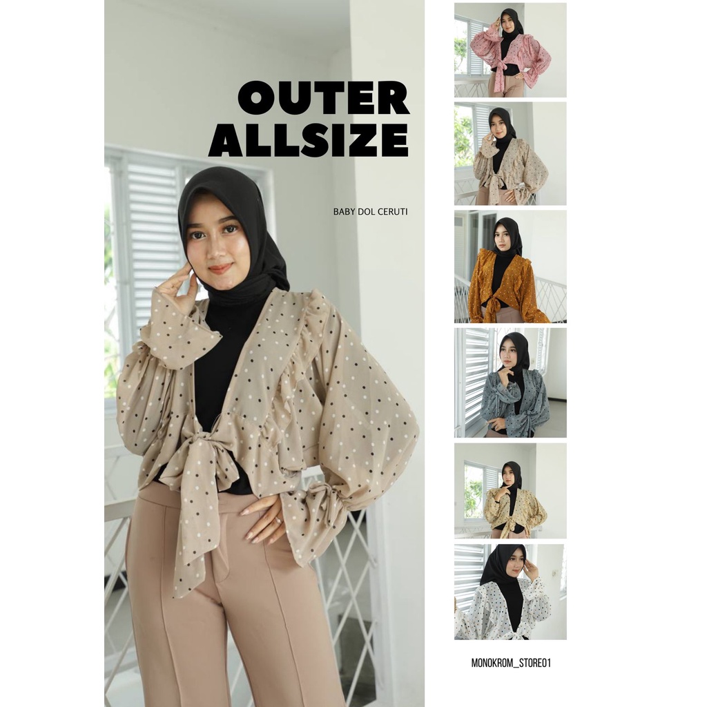 OUTER ALL SIZE LENGAN PANJANG BAHAN BABY DOL CERUTI