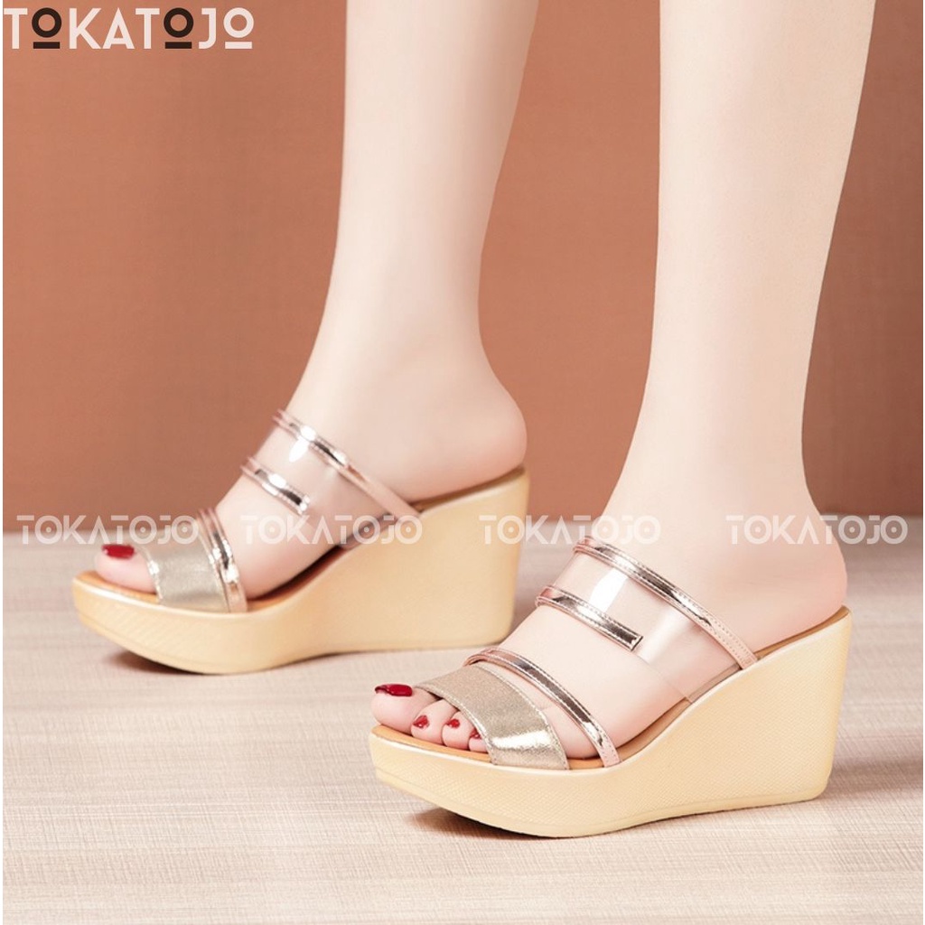 SANDAL WEDGES PESTA NEW FASHION KOREA TERBARU TOKATOJO FASHION MIKA PREMIUM SANDAL WEDGES WANITA CASUAL