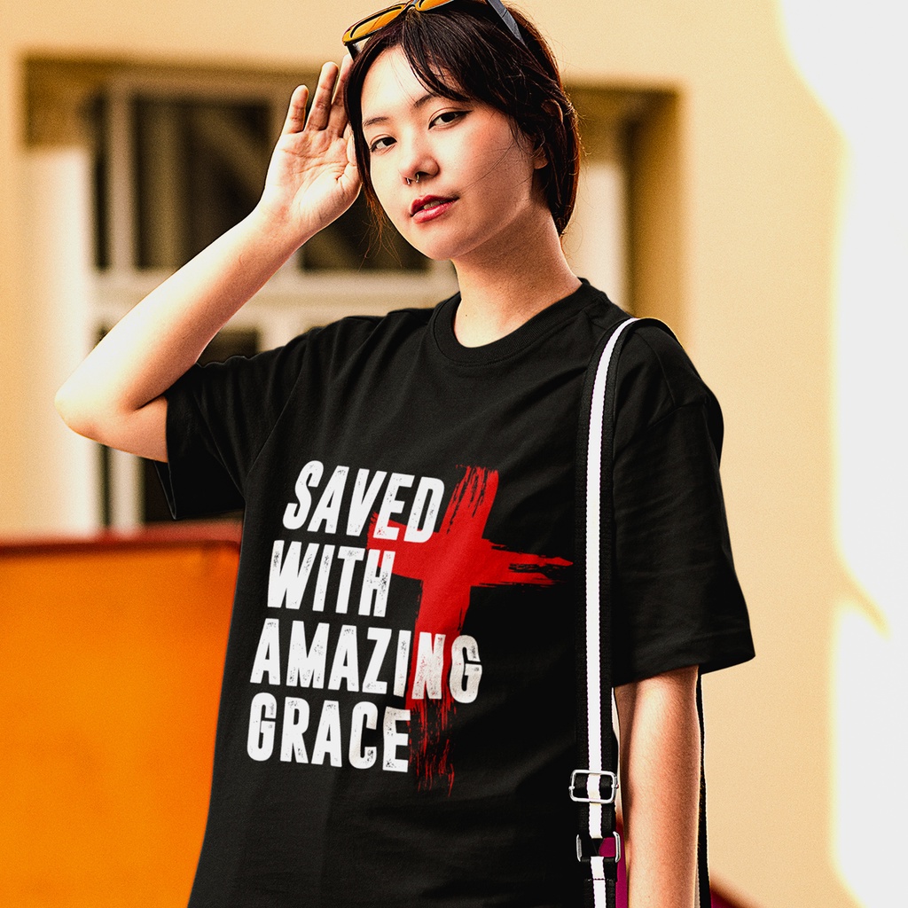 Kaos Rohani Save With Amazing Grace | Jeslov Merch | Christian Apparel