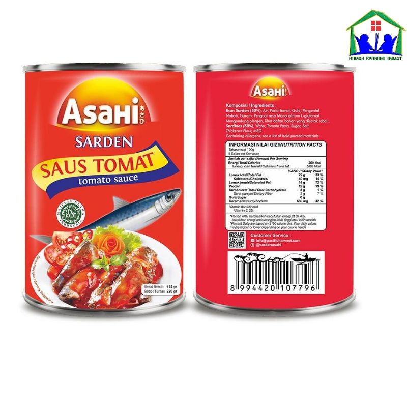 

Asahi Sarden Soas Tomat 425gr