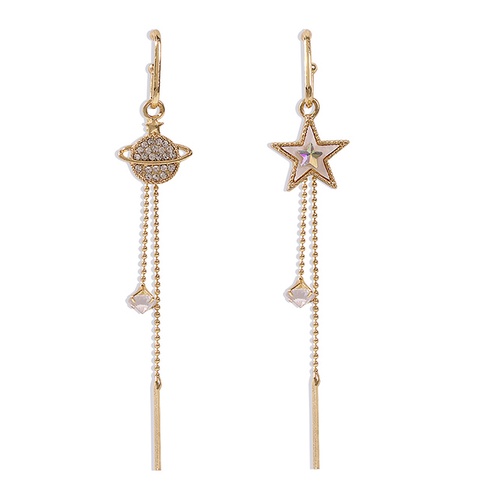 LRC Anting Tusuk Fashion Gold Color Alloy Diamond-earth Stud P28831