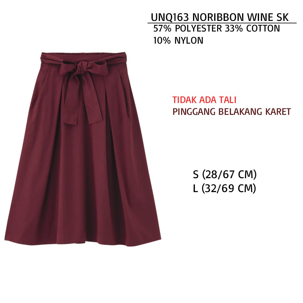 Rok Wanita Polos Flare Tali Ribbon Cotton Jepang (UNQ162 FLARED)-4
