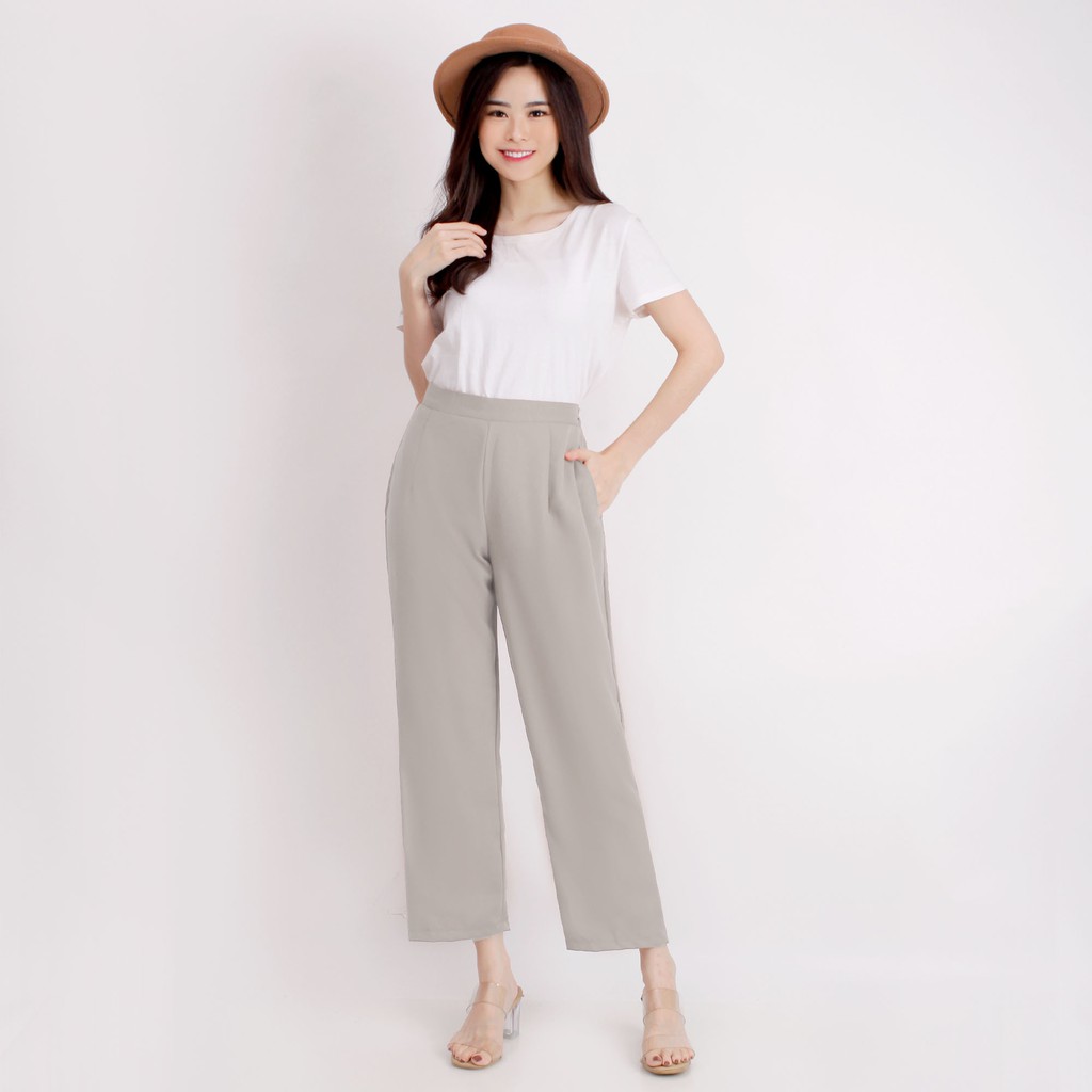 CELANA KULOT PANJANG WANITA CELANA BAHAN POLOS 991-Grey