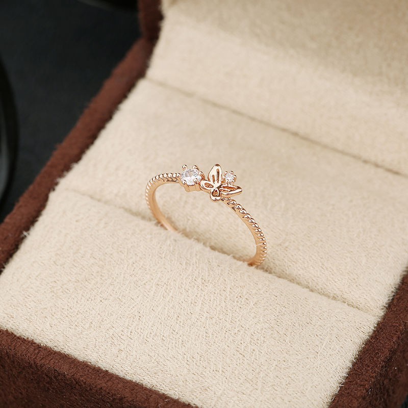 Pandora Cincin 14K Rose Gold 14K Hias Berlian Zirconia Kubik Dengan Kotak Untuk Pernikahan