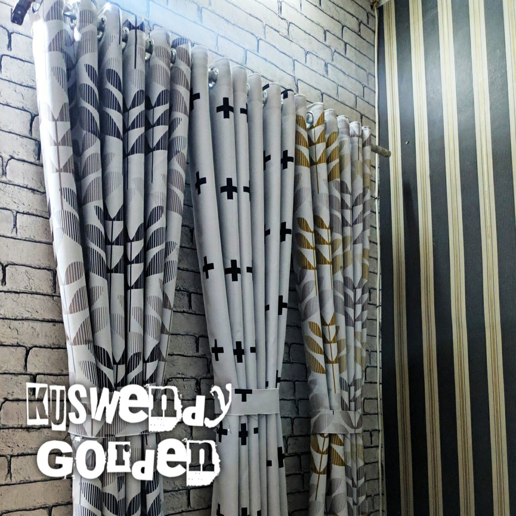 Gorden Blackout Motif 100 x 200 cm Tinggi 2  meter Hordeng Jendela Pintu Tirai Minimalis