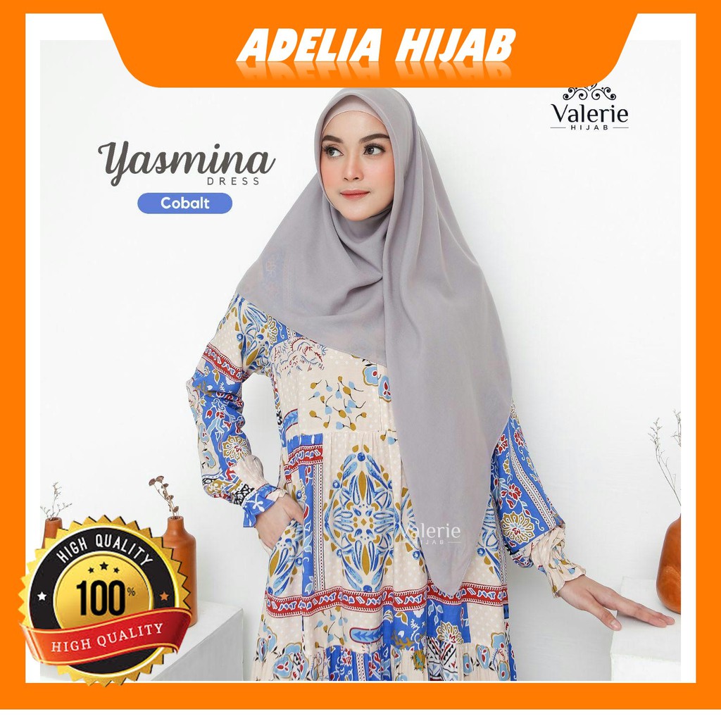 Baju Gamis Wanita Dewasa atau Dress Yasmina Valerie Bahan Katun Rayon LD 100 Terbaru