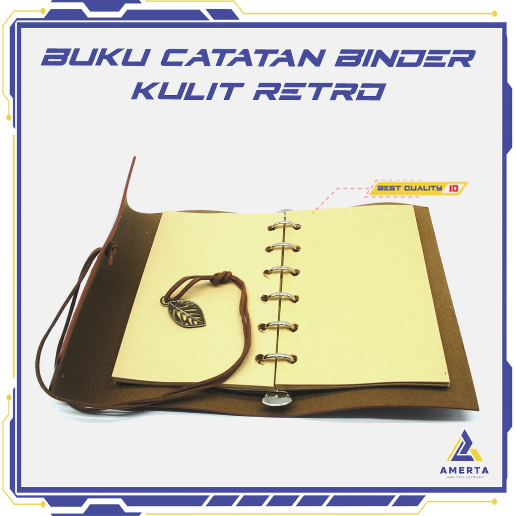 Buku Catatan Binder / Buku Agenda Kulit Retro Leaf / Buku Agenda Kulit Motif Kompas