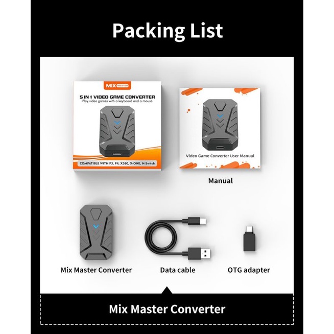 Mix Master Converter Joystik Console to Mouse &amp; Keyboard Xbox Series S X Nintendo Switch Playstation PS4