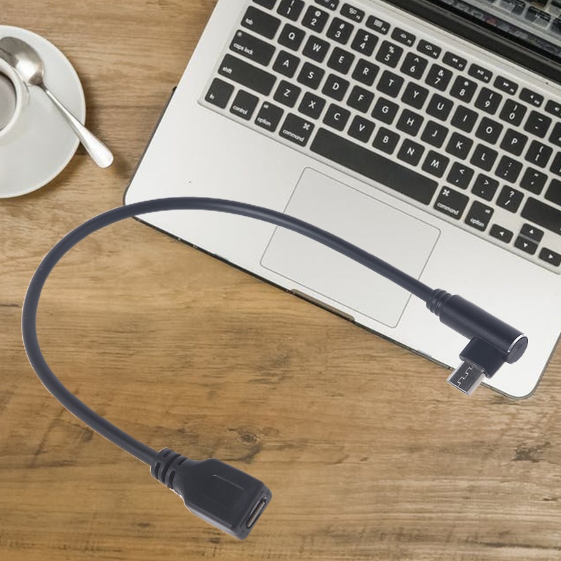 Vivi Kabel Extension Micro USB Kepala Siku Metal Portable Warna Hitam Untuk Handphone / Perekam Mengemudi