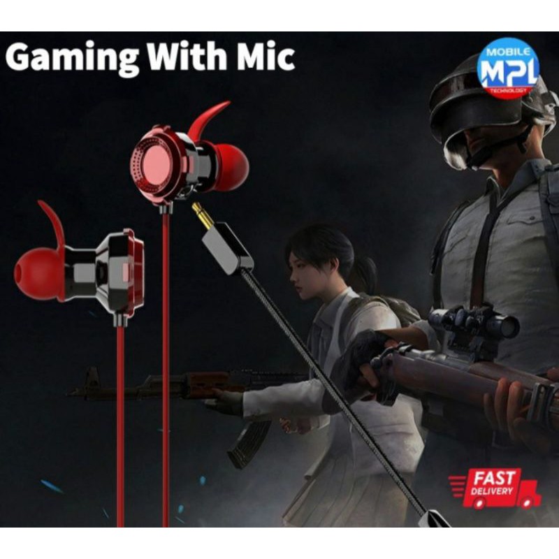 Earphone Gaming For Mobile Legend PUBG/ Headset Mobile Gaming Mic