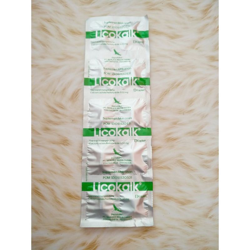 Licokalk - Kalsium Laktat - Kalk 1 strip isi 10 tablet