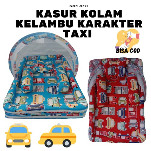 KASUR KOLAM KELAMBU KARAKTER TAXI SET BANTAL GULING TERMURAH