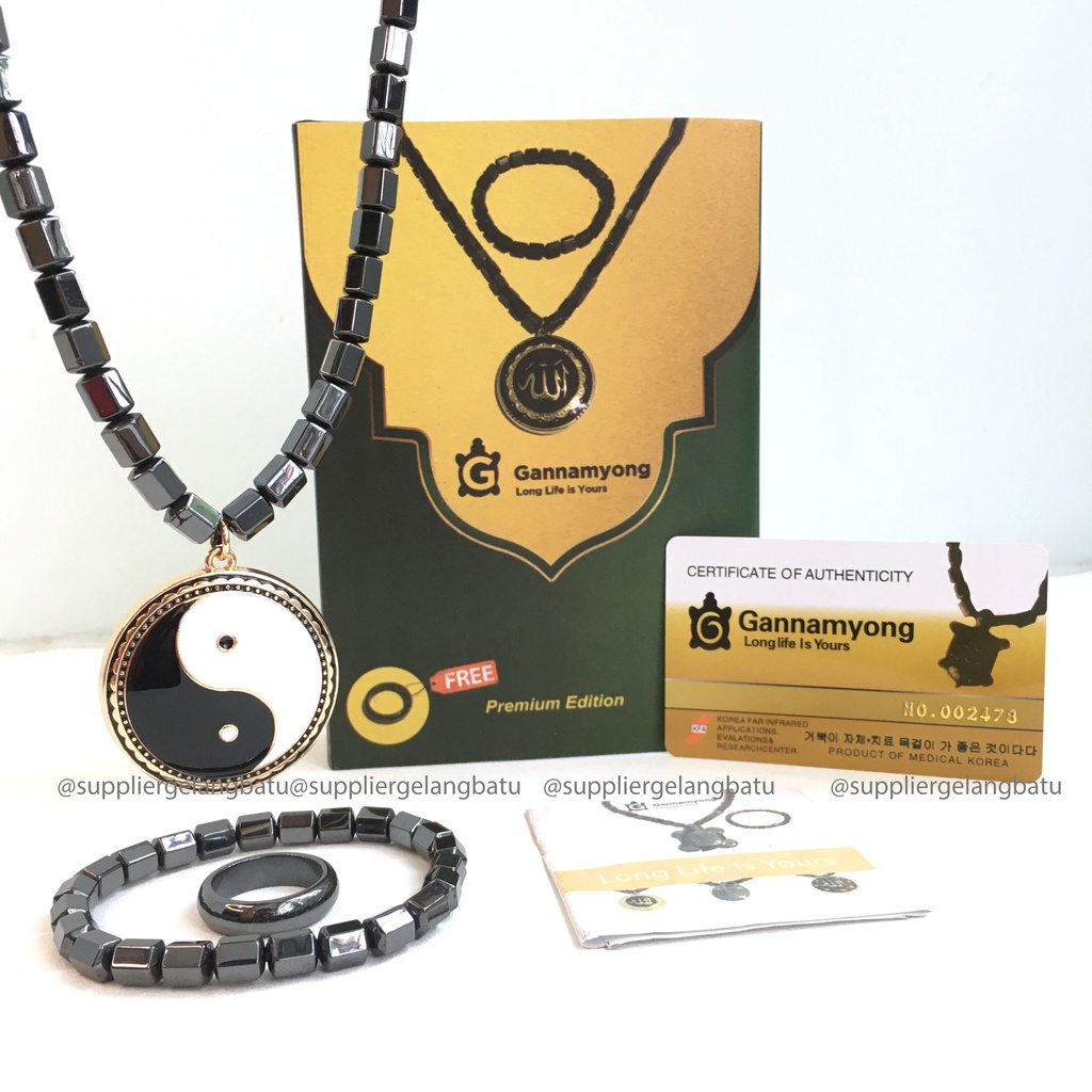 GANNAMYONG PREMIUM Tai Chi Yin Yang kalung CINCIN biomagnetic tormalin kalung gelang kesehatan alat terapi biomagnet tourmaline