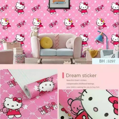 Wallpaper Dinding Stiker Karakter Hellokitty Ukuran 45 cm x 10 m