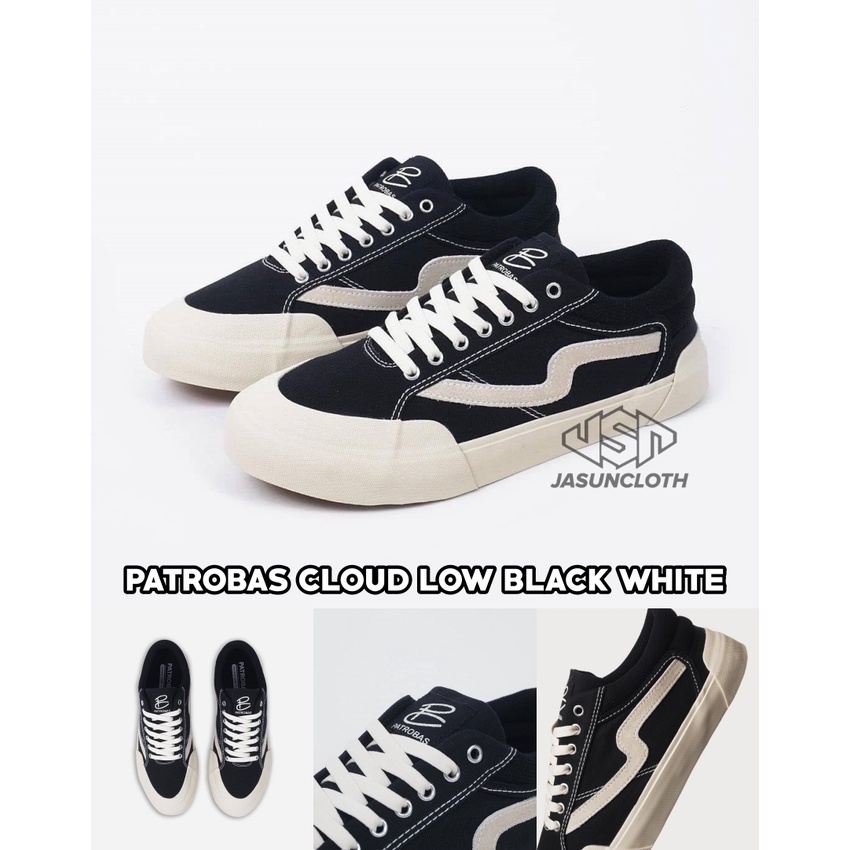 [PATROBAS ORIGINAL] SEPATU SNEAKER ALAS KAKI SERIES CLOUD LOW BLACK WHITE UNISEX PRIA DAN WANITA MOD