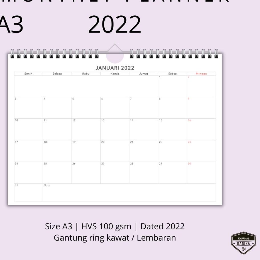 

Terbaik Monthly Planner 2022 A3 | Lembaran / Dinding | Kalender 팝