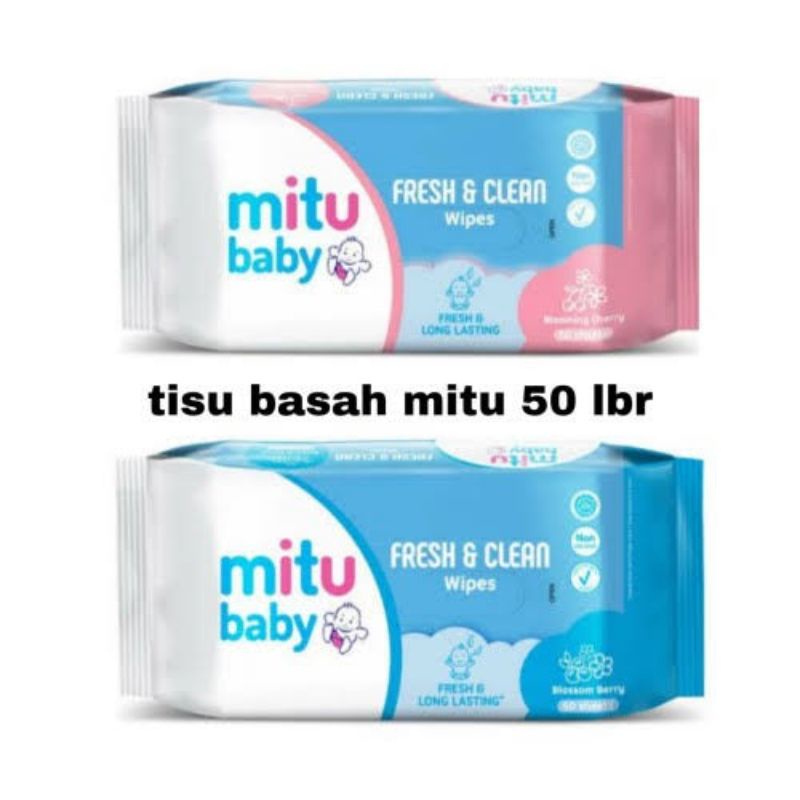MITU Baby Tisu Basah Fresh &amp; Clean Wipes ¨C Blossom Berry 40's + 20extra (50 sheet Buy 1 get 1)