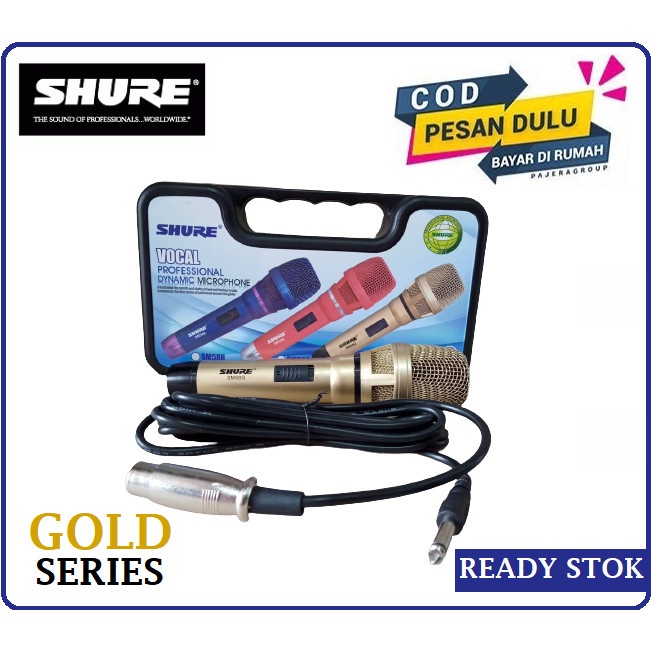 Mic SHURE SM-58G Microphone Kabel Profesional Dynamic Gold Series