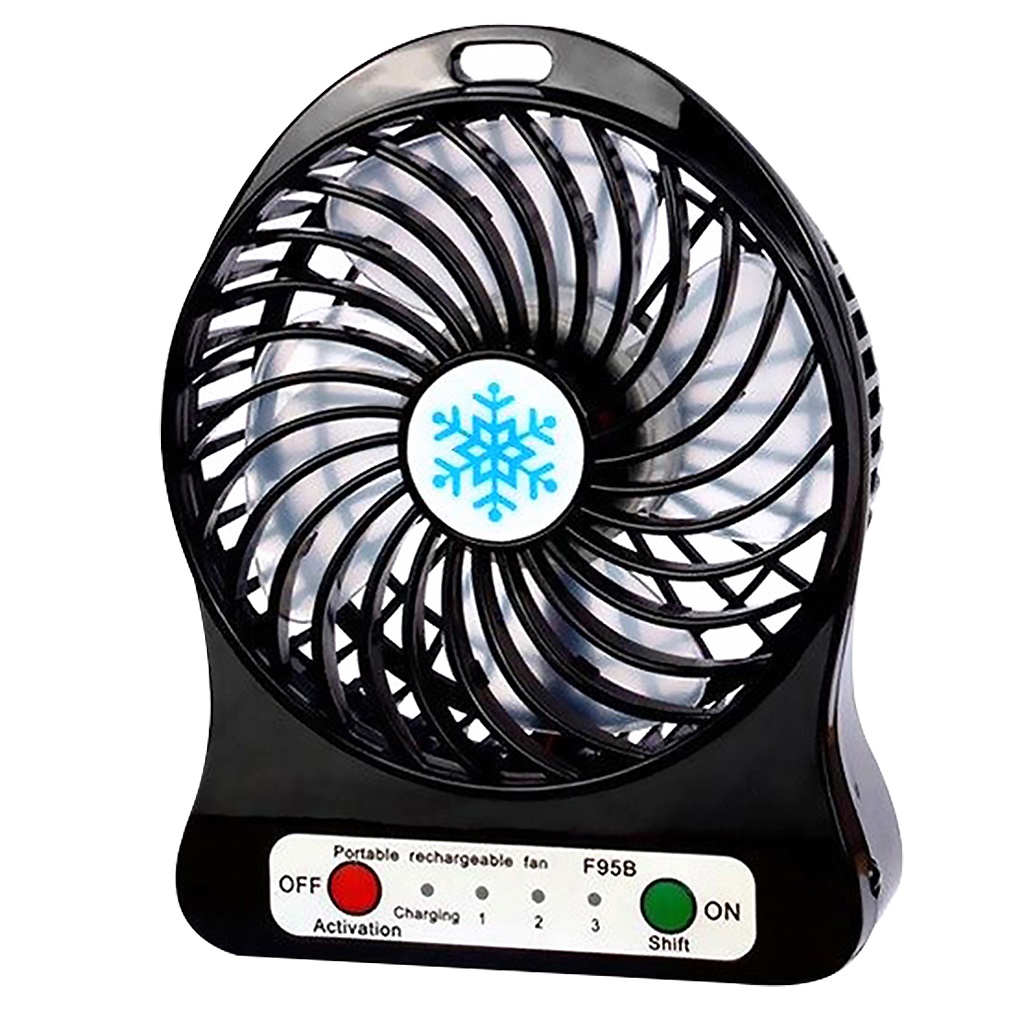 [huite]USB Rechargeable Mini Fan Indoor Outdoor Portable Desktop Plastic Electric Fan with LED Light