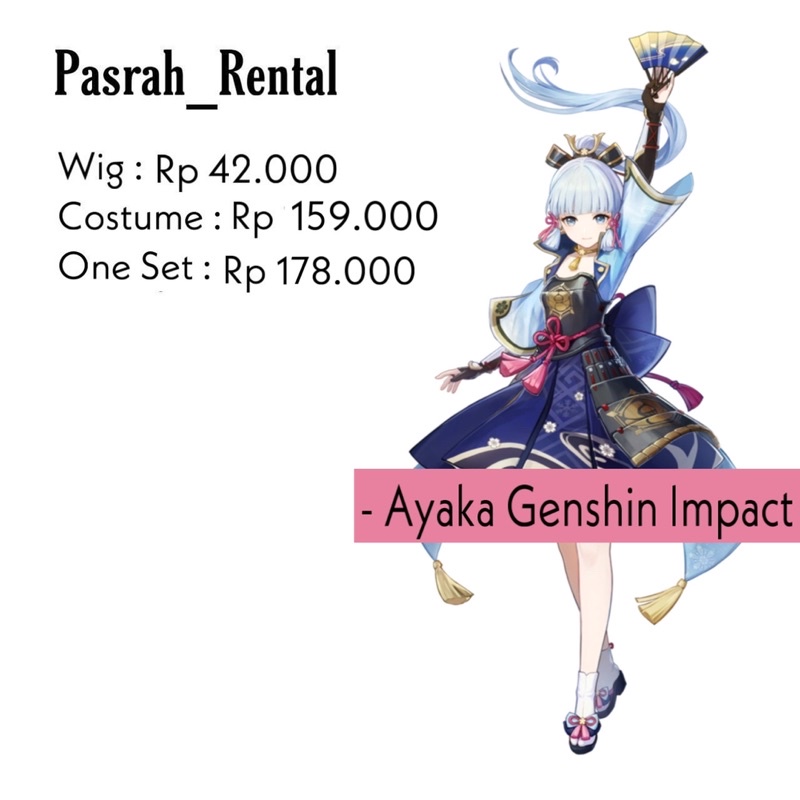 SEWA RENTAL KOSTUM / COSPLAY KAMISATO AYAKA GENSHIN IMPACT