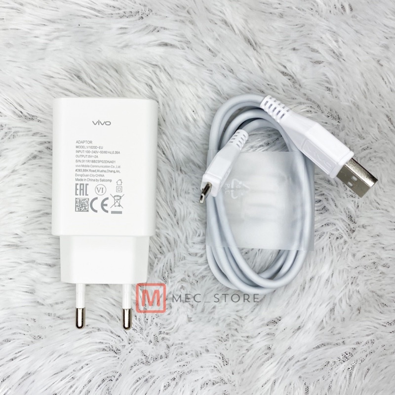 Charger Vivo Original Fast Charging Micro Usb V1020D-EU 5V - 2A Y53 , Y55 , Y71 , Y91 ,  Y93 , Y95 , Y12 , Y15