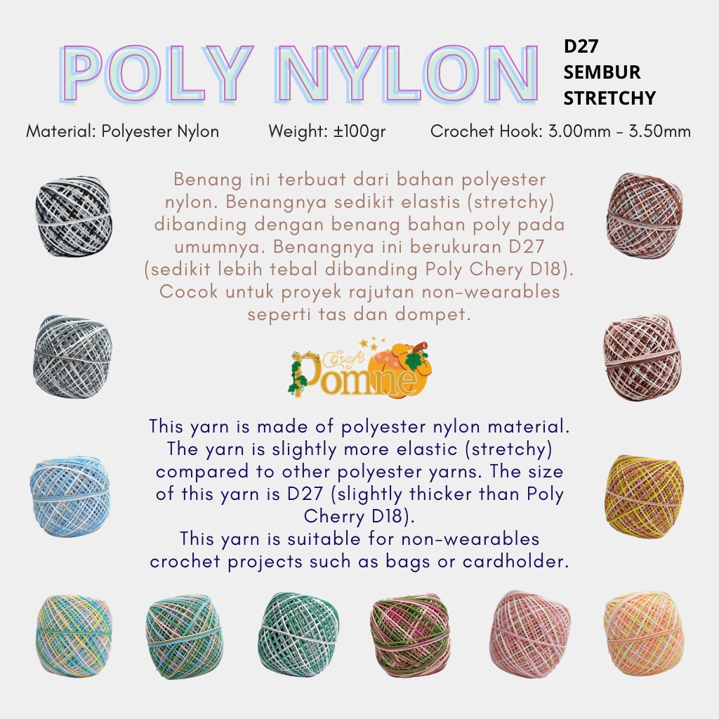 POLY NYLON SEMBUR - POLYESTER YARN - BENANG RAJUT POLY D27
