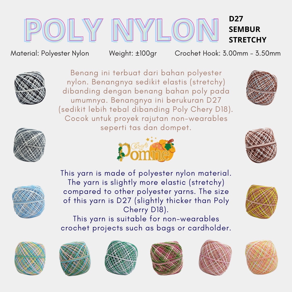 POLY NYLON SEMBUR - POLYESTER YARN - BENANG RAJUT POLY D27