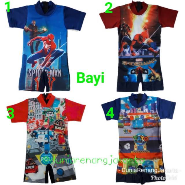  Baju Renang Anak Bayi Laki Cowok Karakrer spiderman cars 