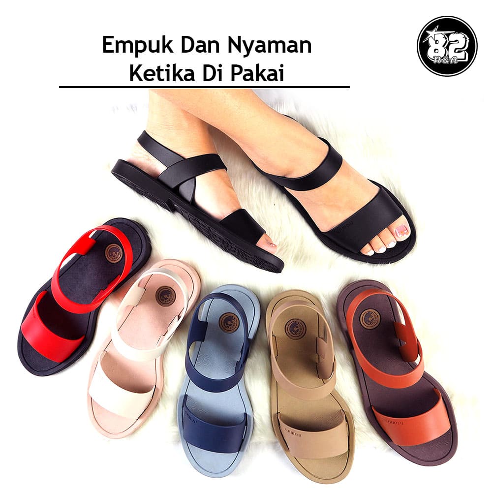 Camou Sendal - NETI Blackberry Sandal Tali Perempuan Bahan Full Karet Anti Licin Slip Tidak Mudah Putus Tahan Lama Tersedia Ukuran 36-41