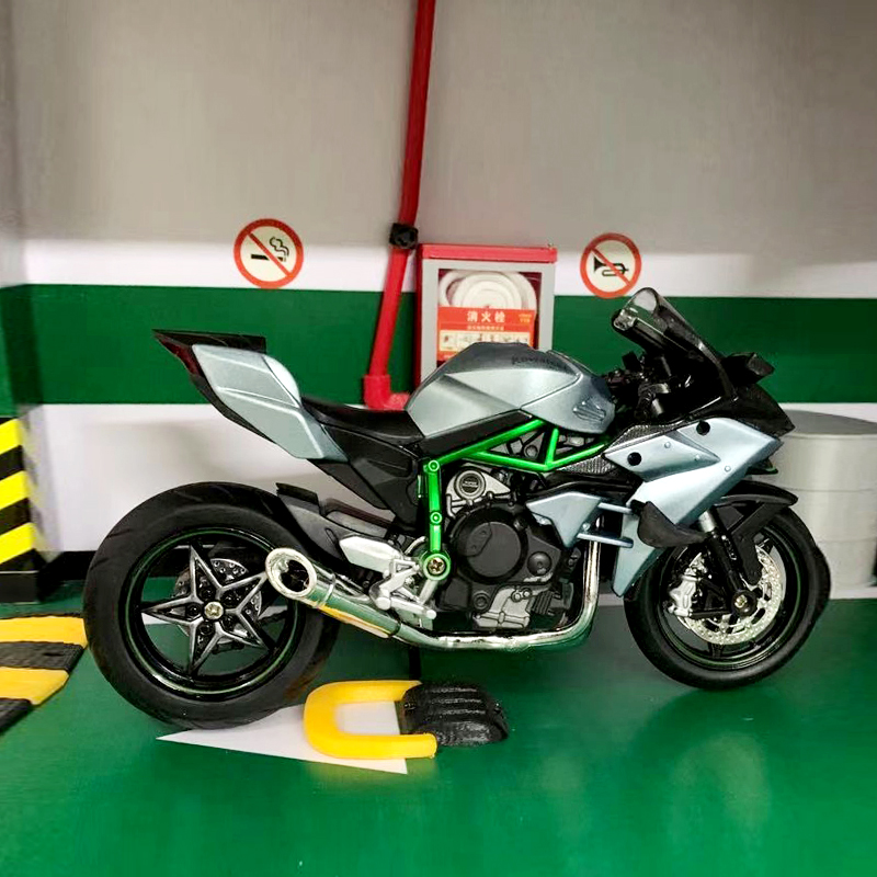 Miniatur Diecast Motor Kawasaki Ninja H2R H2R Skala 1 / 12 Bahan Alloy Warna Hitam Untuk Koleksi