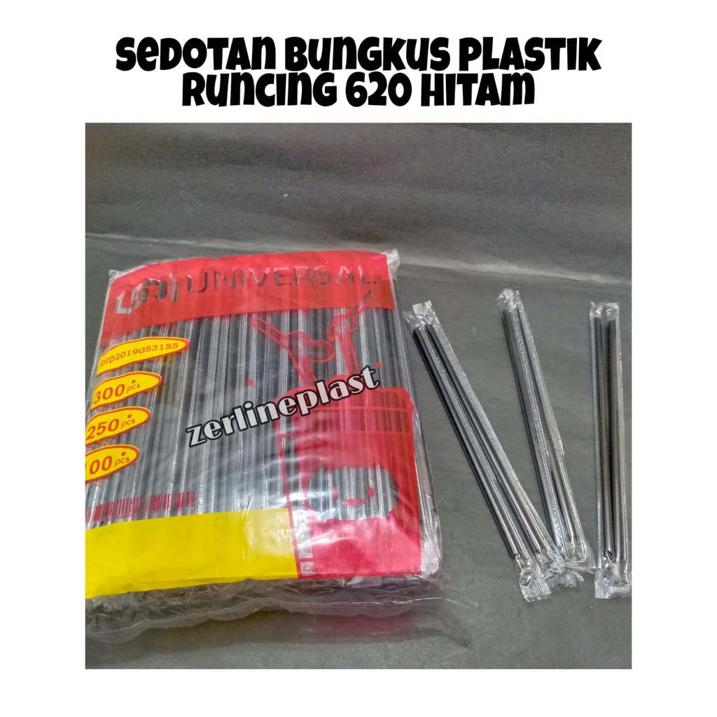 Sedotan Hitam RUNCING 620 (bgks plastik, sedotan higenis) @250pcs